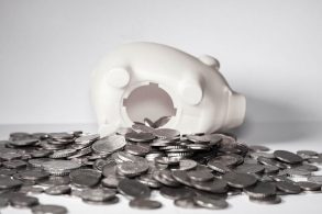 豚さん貯金箱と大量の小銭