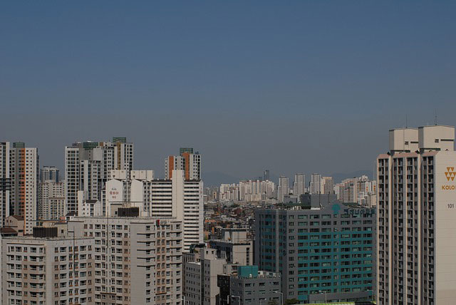 韓国都市部の大気汚染